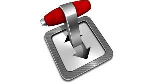 Levier de transmission automatique Icône de changement de vitesse rouge et argentée avec une flèche vers le bas au centre.